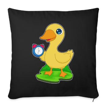 Ente Wecker - Sofakissenbezug 45 x 45 cm - Schwarz - Vorne