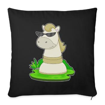 Schachfigur Springer Schach - Sofakissenbezug 45 x 45 cm - Schwarz - Vorne
