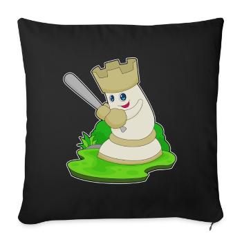 Schachfigur Turm Schach - Sofakissenbezug 45 x 45 cm - Schwarz - Vorne