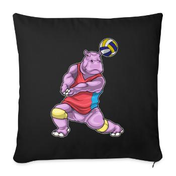 hippopotamus volleyball player volleyball - Sofa pillowcase 17,3'' x 17,3'' (45 x 45 cm) - black - Front