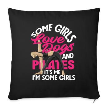 Pilates et filles aimant les chiens - Housse de coussin décorative 45 x 45 cm - noir - Devant