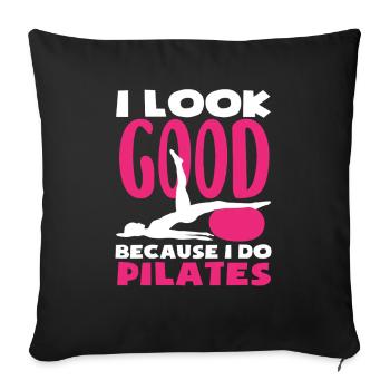 Pilates : je suis belle parce que je fais du Pilates - Housse de coussin décorative 45 x 45 cm - noir - Devant