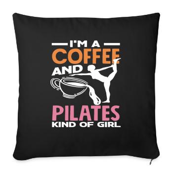 Amoureuse de Pilates et de café - Housse de coussin décorative 45 x 45 cm - noir - Devant