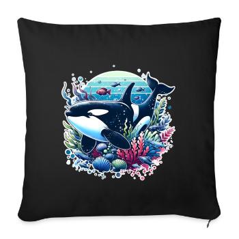 Orque Épaulard - Housse de coussin décorative 45 x 45 cm - noir - Devant