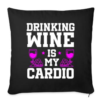 Dégustation de vin Amateur de vin drôle - Housse de coussin décorative 45 x 45 cm - noir - Devant