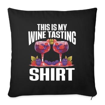 Dégustation de vin Amateur de vin drôle - Housse de coussin décorative 45 x 45 cm - noir - Devant