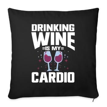 Dégustation de vin Amateur de vin drôle - Housse de coussin décorative 45 x 45 cm - noir - Devant