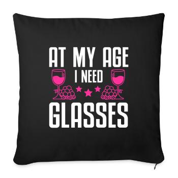 Dégustation de vin Amateur de vin drôle - Housse de coussin décorative 45 x 45 cm - noir - Devant