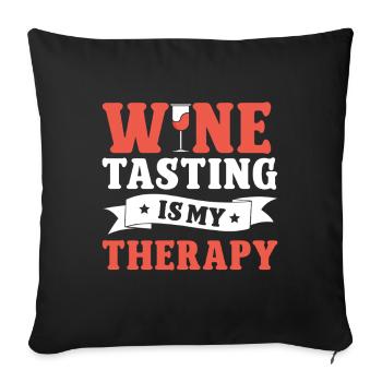 Dégustation de vin Amateur de vin drôle - Housse de coussin décorative 45 x 45 cm - noir - Devant