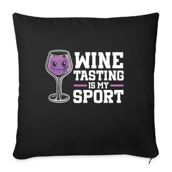 Dégustation de vin Amateur de vin drôle - Housse de coussin décorative 45 x 45 cm - noir - Devant