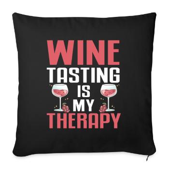 Dégustation de vin Amateur de vin drôle - Housse de coussin décorative 45 x 45 cm - noir - Devant