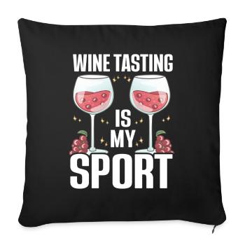 Dégustation de vin Amateur de vin drôle - Housse de coussin décorative 45 x 45 cm - noir - Devant