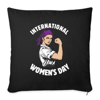 Journée internationale de la femme - Cadeau - Housse de coussin décorative 45 x 45 cm - noir - Devant