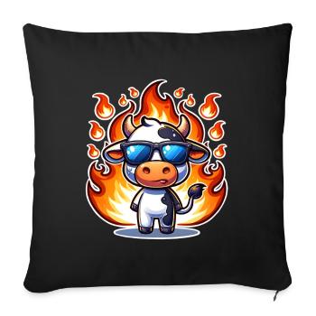 Cow Fire Flames - Sofa pillowcase 17,3'' x 17,3'' (45 x 45 cm) - black - Front