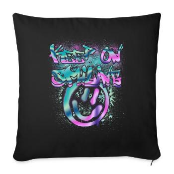 Glow in the Dark Smileys and Text - Sofa pillowcase 17,3'' x 17,3'' (45 x 45 cm) - black - Front