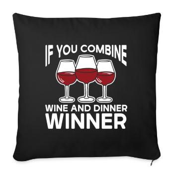 Dégustation de vin Amateur de vin drôle - Housse de coussin décorative 45 x 45 cm - noir - Devant