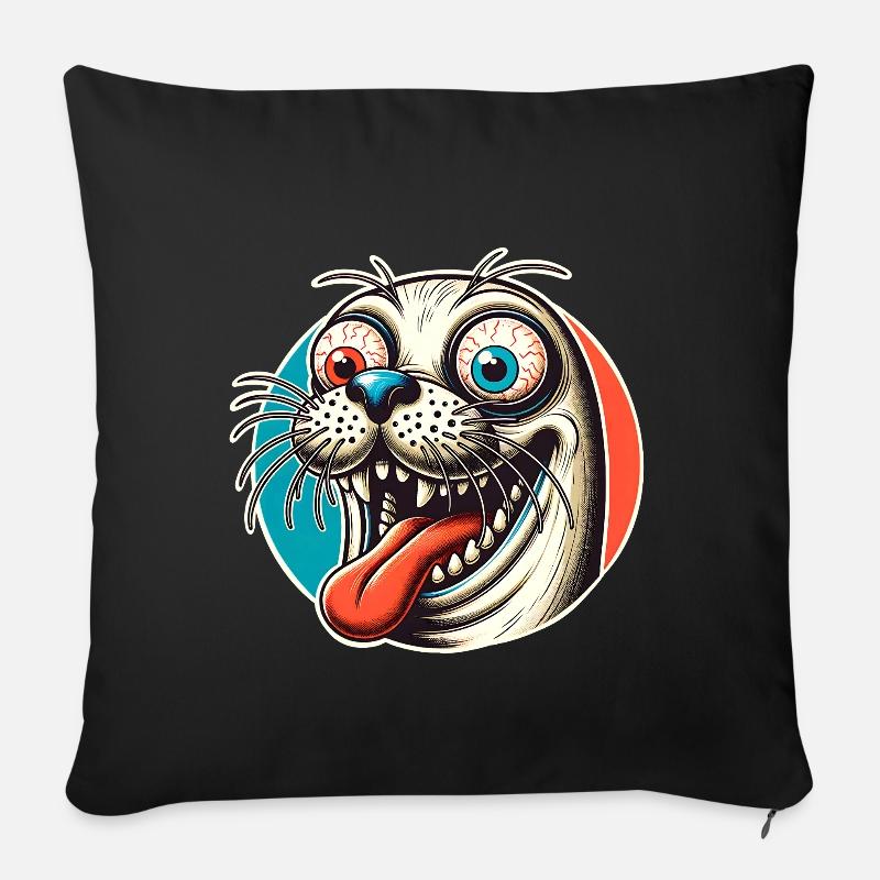 Seehund Robbe - Sofakissenbezug 45 x 45 cm - Schwarz