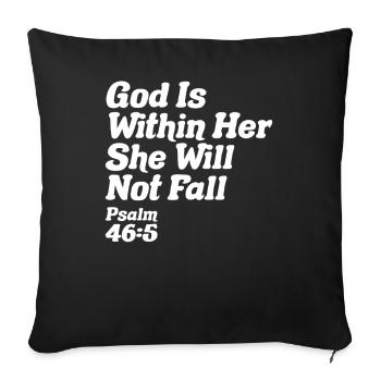 Dieu est en elle - Citation chrétienne Psaume 46:5 - Housse de coussin décorative 45 x 45 cm - noir - Devant