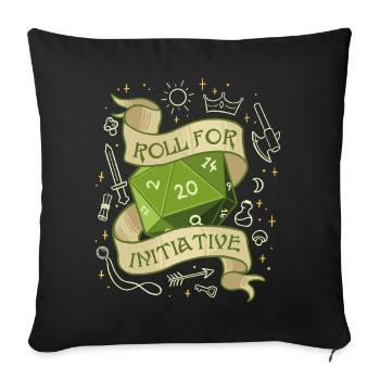 Roll for Initiative – The Adventure Begins - Sofa pillowcase 17,3'' x 17,3'' (45 x 45 cm) - black - Front