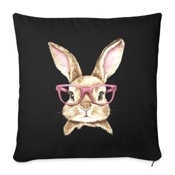 Lapin Lapin Lunettes Oreilles de Lapin Cadeau Lapin - Housse de coussin décorative 45 x 45 cm - noir - Devant