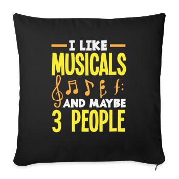 J’aime les comédies musicales et peut-être les comédies musicales pour 3 personnes - Housse de coussin décorative 45 x 45 cm - noir - Devant