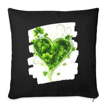 St. Patrick's Day Shamrock Heart - Sofa pillowcase 17,3'' x 17,3'' (45 x 45 cm) - black - Front