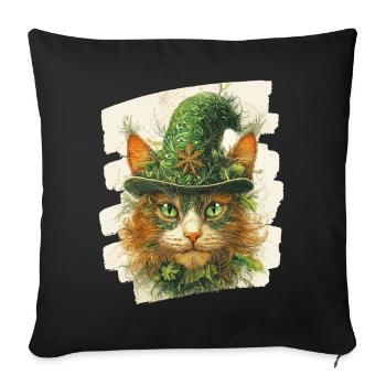 Chat de la Saint-Patrick - Housse de coussin décorative 45 x 45 cm - noir - Devant