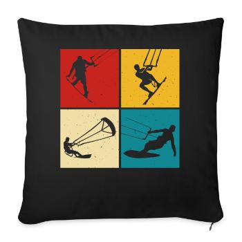 Kitesurfer Kiteboard Kitesurfen Kitesurf - Sofakissenbezug 45 x 45 cm - Schwarz - Vorne