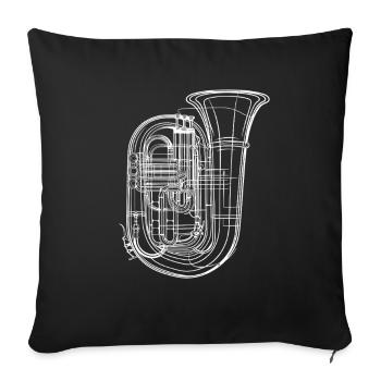 Tuba Sketch - Sofa pillowcase 17,3'' x 17,3'' (45 x 45 cm) - black - Front