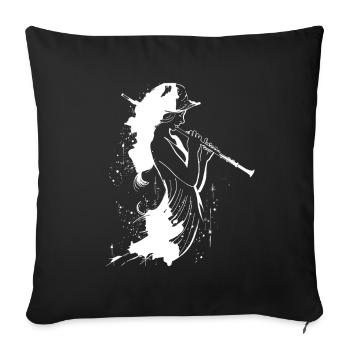Croquis de joueur de flûte - Housse de coussin décorative 45 x 45 cm - noir - Devant