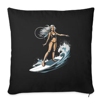 Female Surfer Graphic - Sofa pillowcase 17,3'' x 17,3'' (45 x 45 cm) - black - Front
