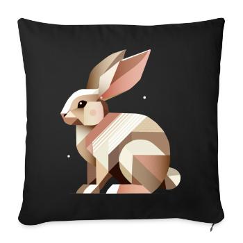 Géométrie charmante – Le lapin abstrait - Housse de coussin décorative 45 x 45 cm - noir - Devant