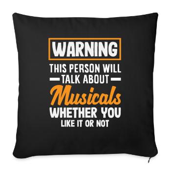 Attention Musical Lover Warning - Sofa pillowcase 17,3'' x 17,3'' (45 x 45 cm) - black - Front