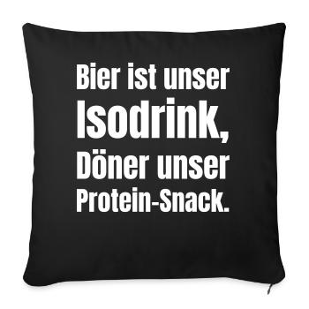 Beer is our isodrink, kebab is our protein snack - Sofa pillowcase 17,3'' x 17,3'' (45 x 45 cm) - black - Front