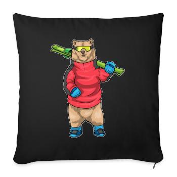 Sports d’hiver de ski Bear Skier - Housse de coussin décorative 45 x 45 cm - noir - Devant