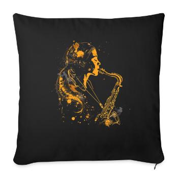 Saxophone Girl Graffiti - Sofa pillowcase 17,3'' x 17,3'' (45 x 45 cm) - black - Front