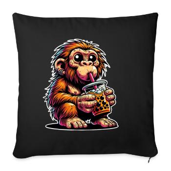 Thé à bulles de Néandertal - Housse de coussin décorative 45 x 45 cm - noir - Devant