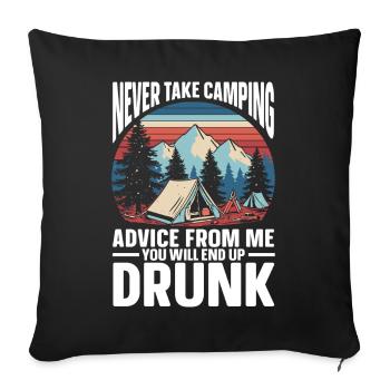 Camping Campfire Camper - Sofakissenbezug 45 x 45 cm - Schwarz - Vorne