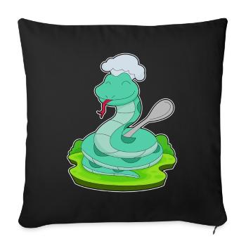 Serpent Cuillère de Cuisine Cuisson - Housse de coussin décorative 45 x 45 cm - noir - Devant
