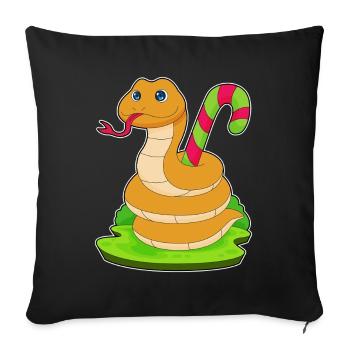 Canne de bonbon serpent - Housse de coussin décorative 45 x 45 cm - noir - Devant