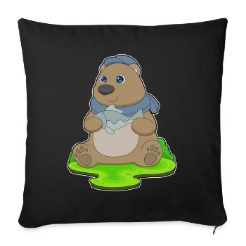 Pêche au poisson Bear Angler - Housse de coussin décorative 45 x 45 cm - noir - Devant