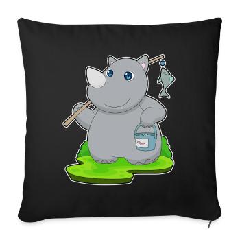 Pêche au poisson pêcheur rhinocéros - Housse de coussin décorative 45 x 45 cm - noir - Devant