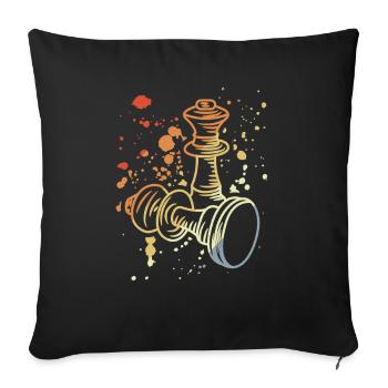 Vintage Chess Set Sketch - Sofa pillowcase 17,3'' x 17,3'' (45 x 45 cm) - black - Front
