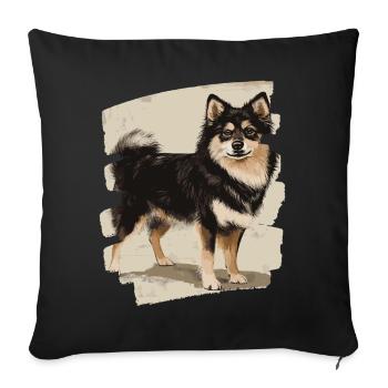 Finnischer Lapphund - Sofakissenbezug 45 x 45 cm - Schwarz - Vorne