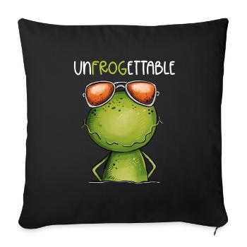 Grenouille cool avec des lunettes et un jeu de mots - Housse de coussin décorative 45 x 45 cm - noir - Devant