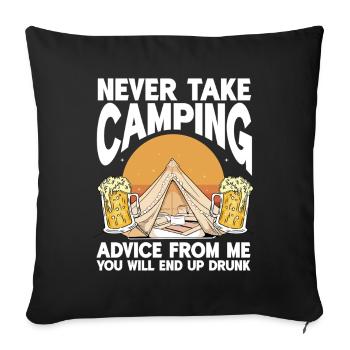 Camping Campfire Camper - Sofakissenbezug 45 x 45 cm - Schwarz - Vorne