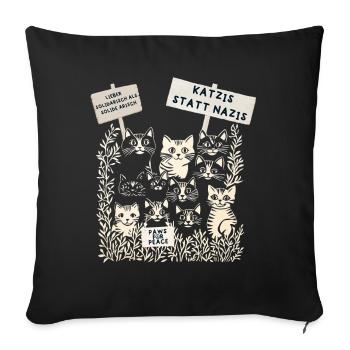 Demo Katzen gegen rechts  - Sofakissenbezug 45 x 45 cm - Schwarz - Vorne