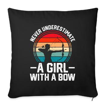Never Underestimate A Girl With A Bow - Sofa pillowcase 17,3'' x 17,3'' (45 x 45 cm) - black - Front