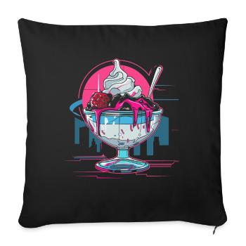 cream sundae Retrowave - Sofa pillowcase 17,3'' x 17,3'' (45 x 45 cm) - black - Front