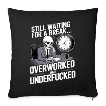 Overworked Skeleton – Tired Office Worker Humor - Sofa pillowcase 17,3'' x 17,3'' (45 x 45 cm) - black - Front